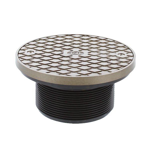 Jones Stephens 4in. Heavy Duty PVC Cleanout Spud with 6in. Nickel Bronze Round Cover with Ring D59917 - main